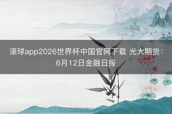 滚球app2026世界杯中国官网下载 光大期货：6月12日金融日报