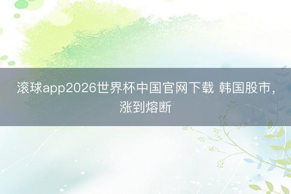 滚球app2026世界杯中国官网下载 韩国股市，涨到熔断