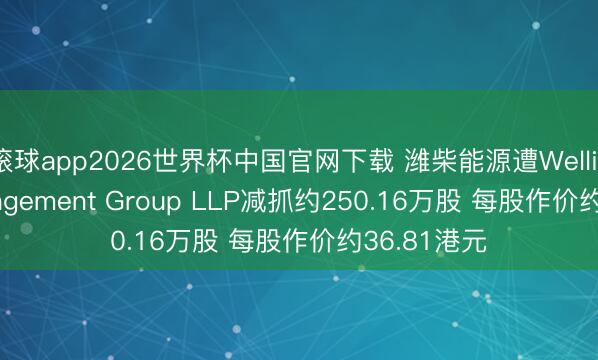 滚球app2026世界杯中国官网下载 潍柴能源遭Wellington Management Group LLP减抓约250.16万股 每股作价约36.81港元