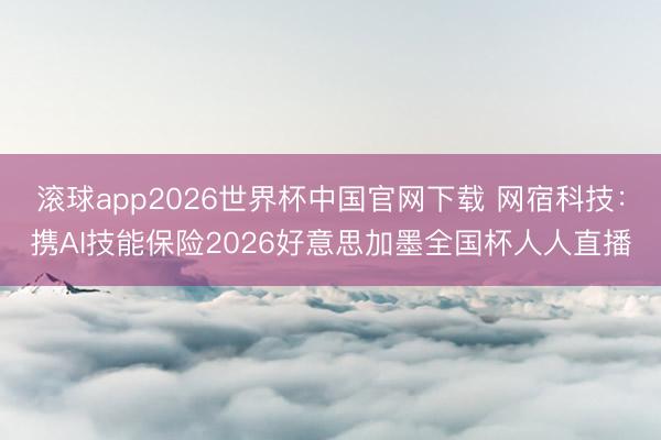 滚球app2026世界杯中国官网下载 网宿科技：携AI技能保险2026好意思加墨全国杯人人直播