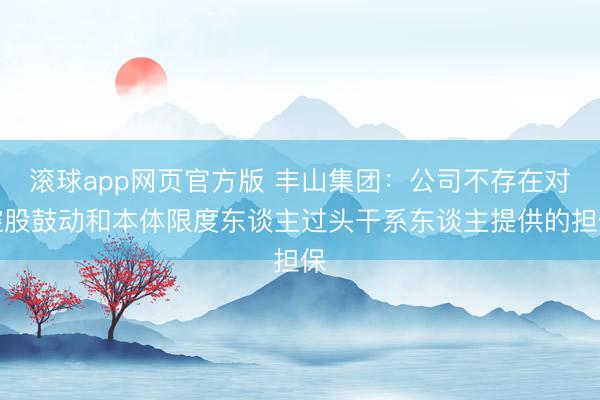 滚球app网页官方版 丰山集团：公司不存在对控股鼓动和本体限度东谈主过头干系东谈主提供的担保