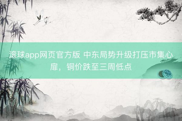 滚球app网页官方版 中东局势升级打压市集心扉，铜价跌至三周低点