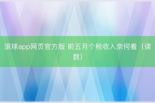 滚球app网页官方版 前五月个税收入奈何看（读数）
