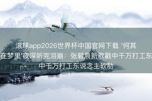 滚球app2026世界杯中国官网下载 '何其不酣畅你只在梦里'夜深听完泪崩：张碧晨新歌戳中千万打工东说念主软肋