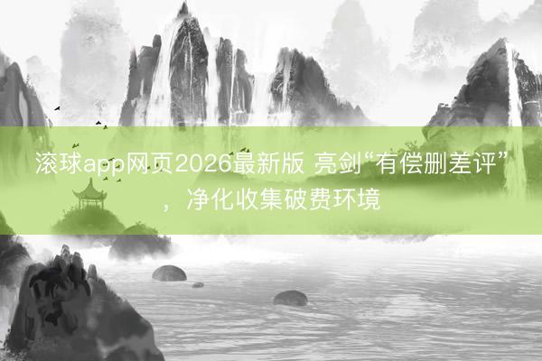 滚球app网页2026最新版 亮剑“有偿删差评”，净化收集破费环境