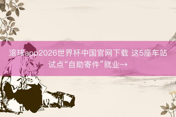 滚球app2026世界杯中国官网下载 这5座车站试点“自助寄件”就业→