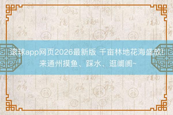 滚球app网页2026最新版 千亩林地花海盛放! 来通州摸鱼、踩水、逛阛阓~